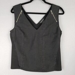 Trouve Size M‎ Sleeveless Scale Print Tank Black Zipper Accent Edgy Alternative